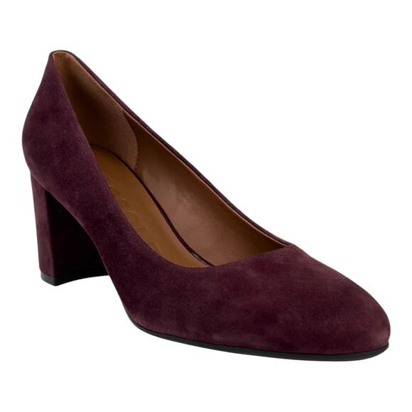 AEROSOLES Shoes - Aerosoles Women's Betsy Suede Block Heel Pumps Fig Size 8 1/2